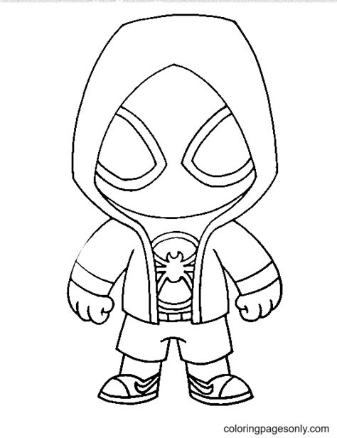 chibi miles morales coloring pages