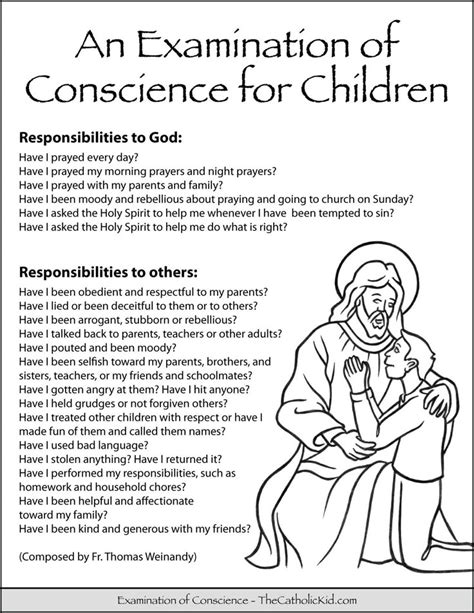 Children S Examination Of Conscience Printable