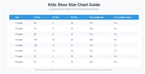 Childrens Shoe Size Chart