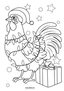 christmas chicken coloring pages