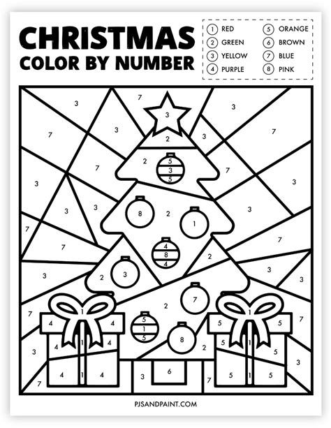 christmas color by number for adults printable