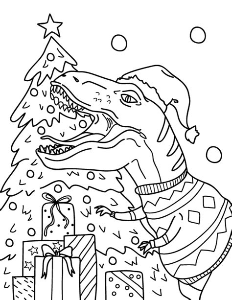 christmas dinosaur coloring pages