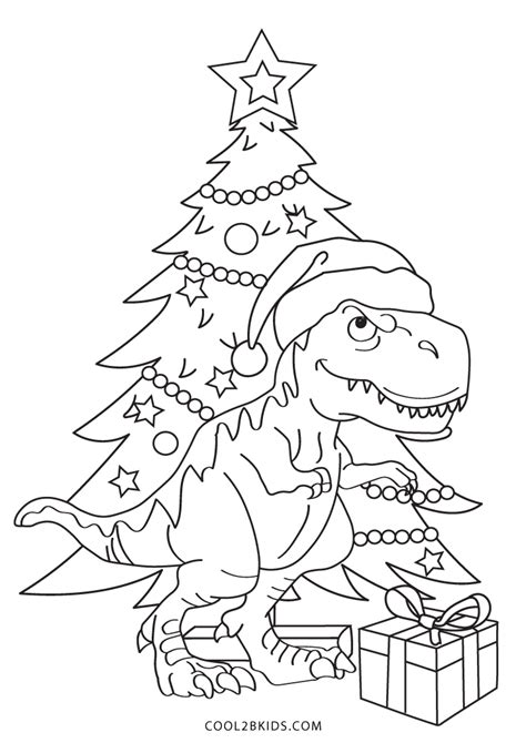 christmas dinosaur coloring pages free