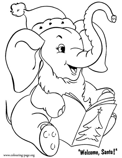 christmas elephant coloring pages