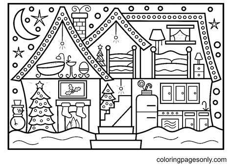 christmas house coloring pages