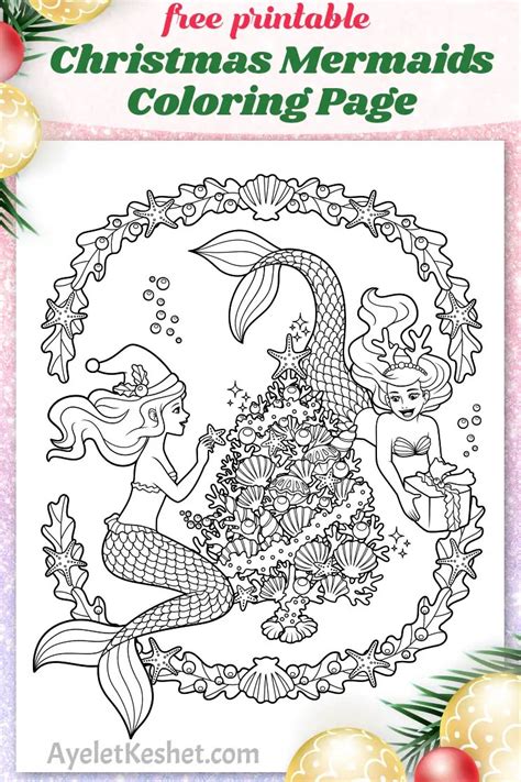 christmas mermaid coloring pages