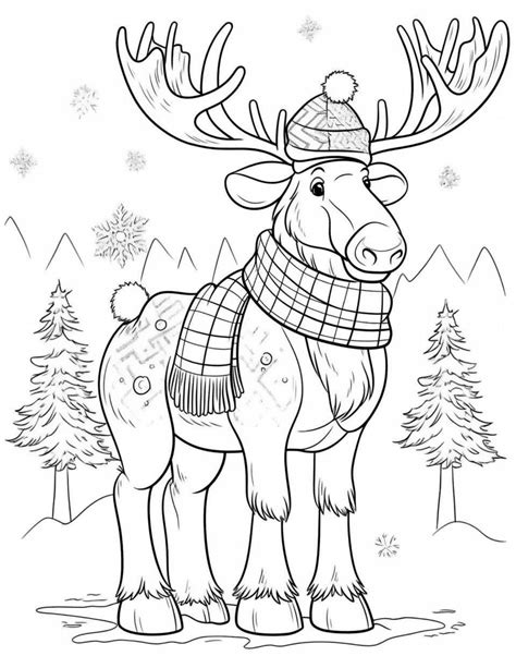 christmas moose coloring pages