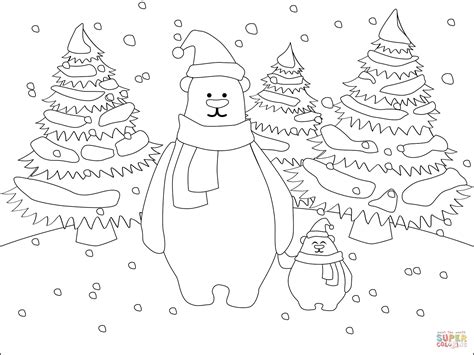 christmas polar bear coloring pages