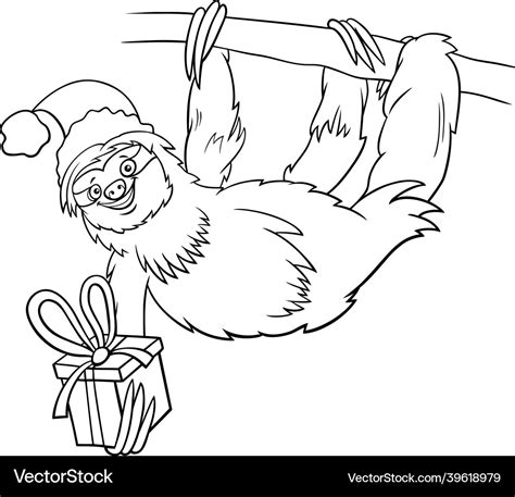 christmas sloth coloring page