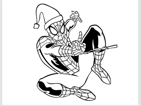christmas spiderman coloring pages