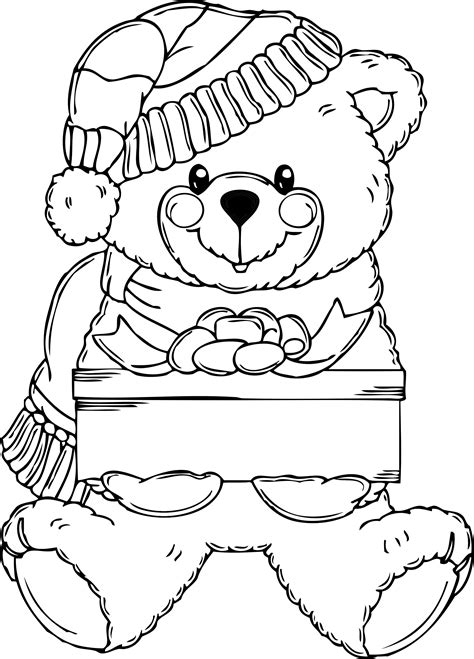 christmas teddy bear coloring pages