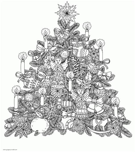 christmas tree coloring pages for adults