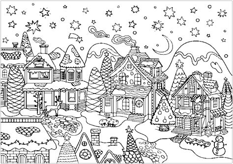 christmas village coloring pages