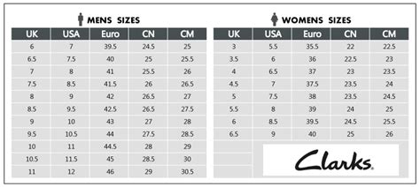 Clarks Shoe Size Chart Men