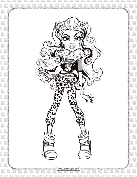 clawdeen wolf monster high coloring pages