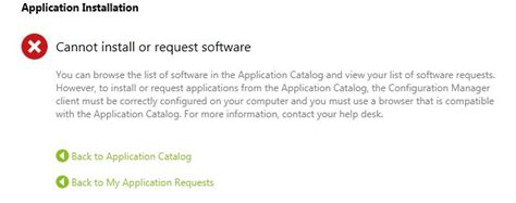 Clients Cannot Install Software From Application Catalog