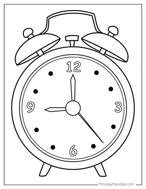 clock colouring pages