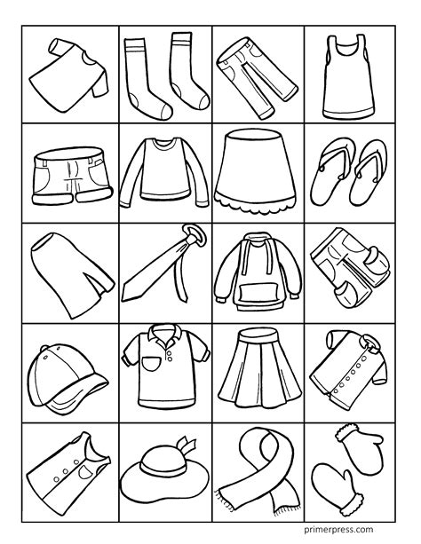 clothes coloring worksheet