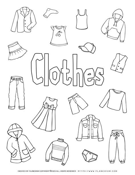 clothes coloring worksheet