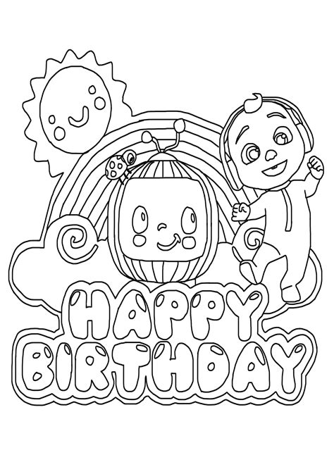 cocomelon coloring pages birthday