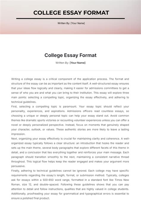College Essay Template