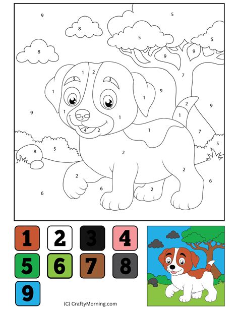 color by number dog printable