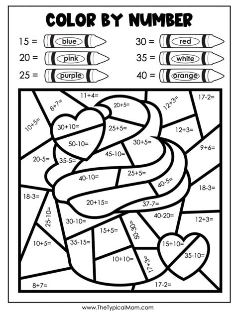 color by number math worksheets