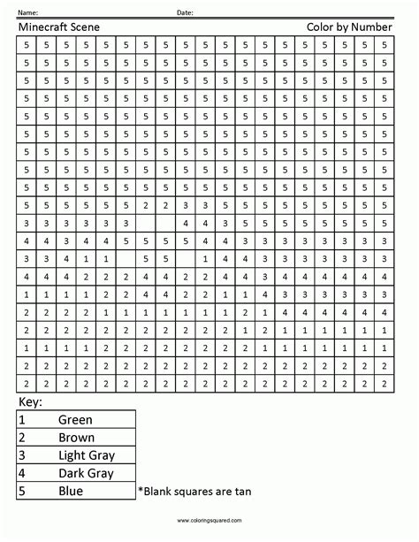 color by number printable minecraft