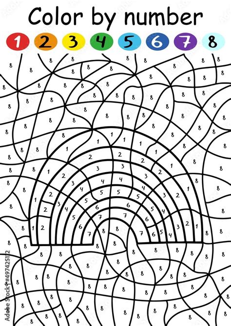 color by number rainbow printable