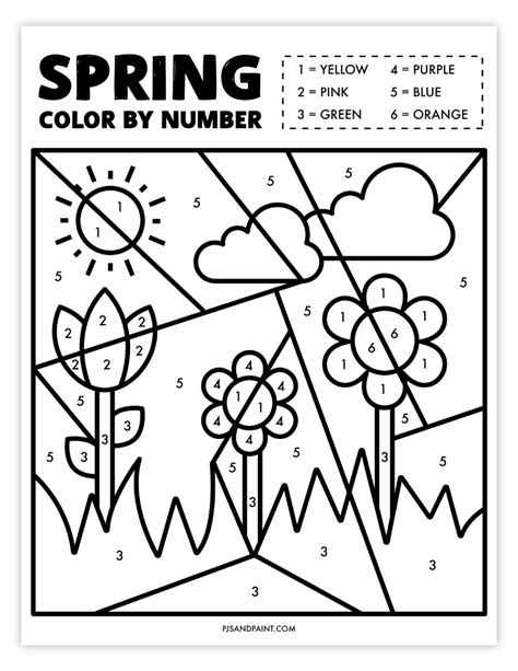 color by number spring worksheets