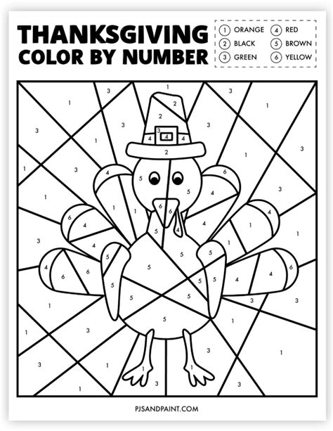 color by number thanksgiving worksheets