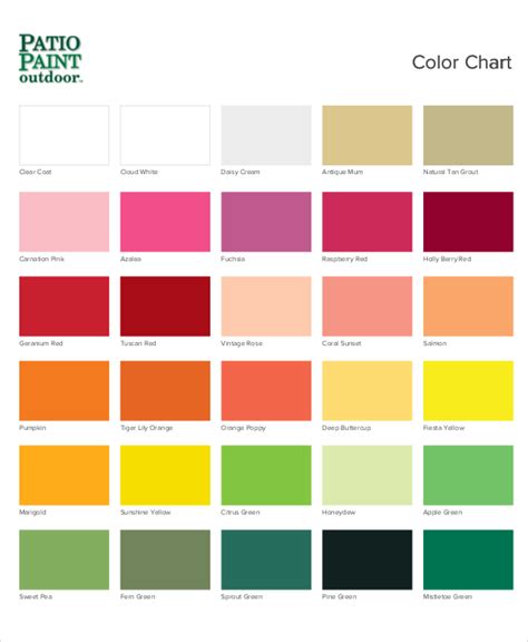 Color Chart For Paint