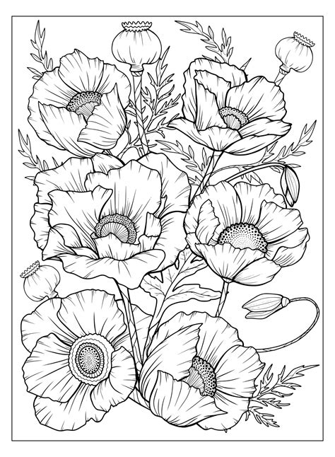 coloring book images of flowers