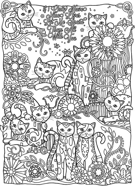 coloring pages cats for adults
