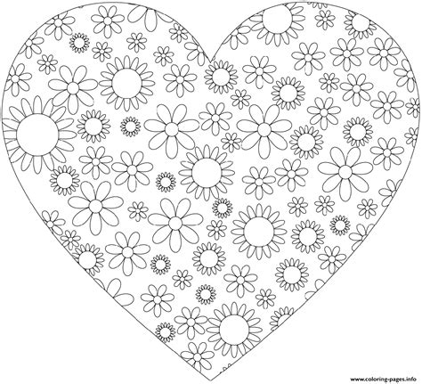 coloring pages flowers and hearts