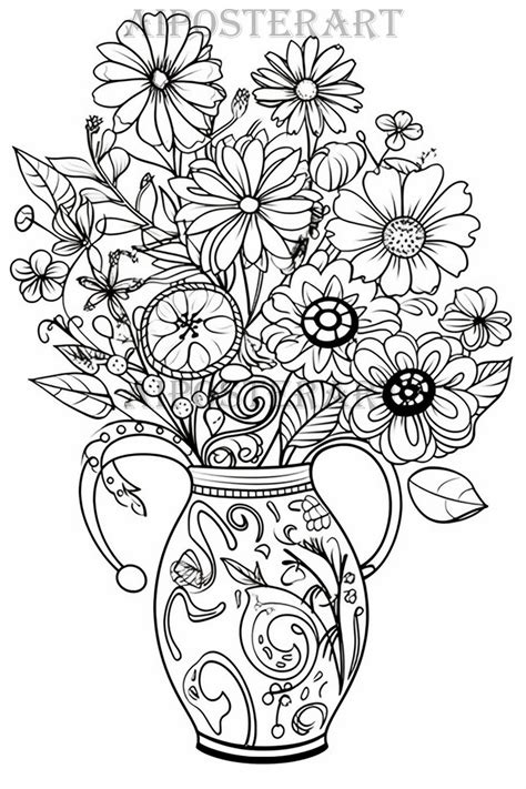 coloring pages flowers in vase