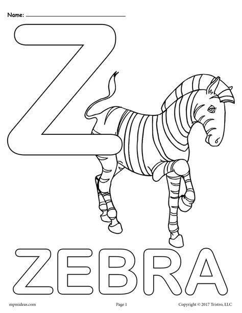 coloring pages for the letter z