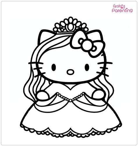 coloring pages hello kitty princess