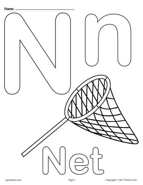 coloring pages letter n