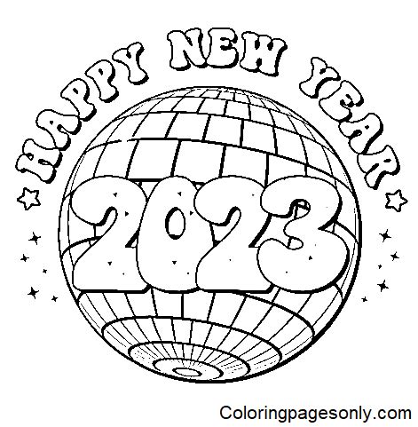 coloring pages new years 2023