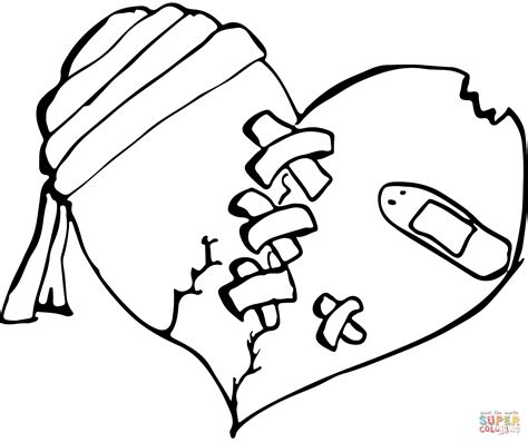 coloring pages of broken hearts