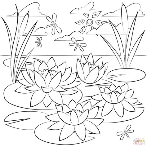 coloring pages of lily pads