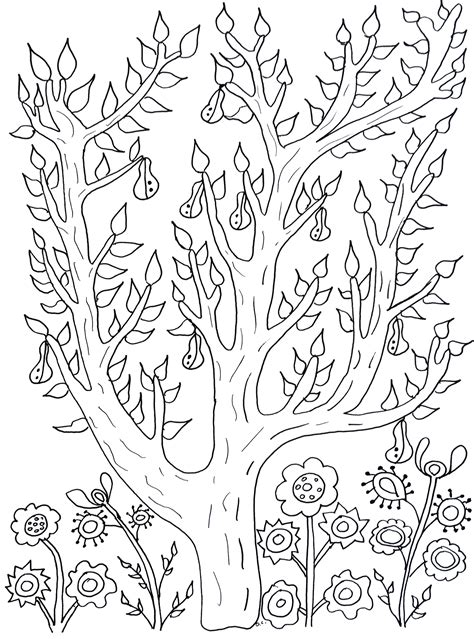 coloring pages of trees and flowers