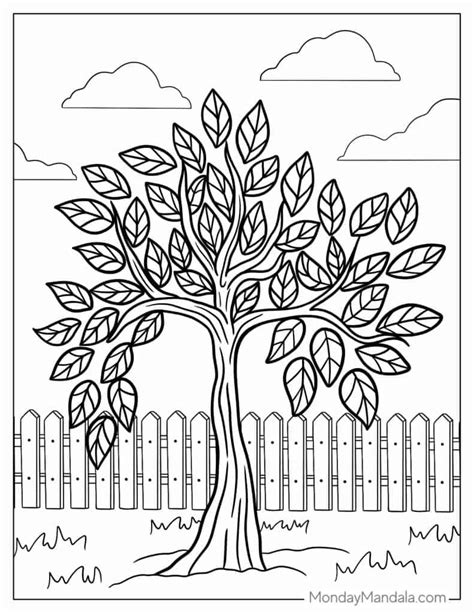 coloring pages of trees with leaves