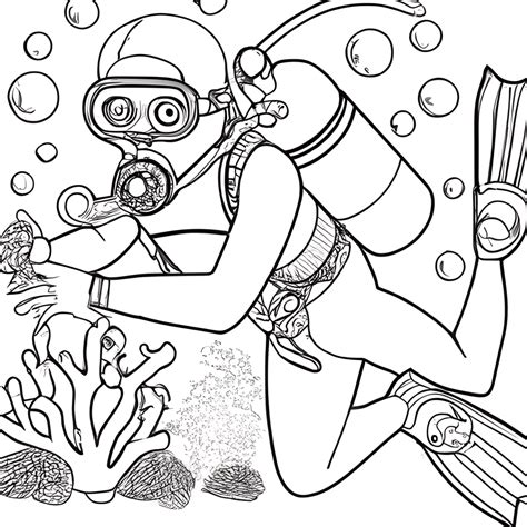 coloring pages scuba diver