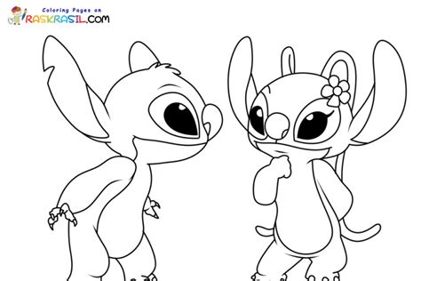 coloring pages stitch and angel