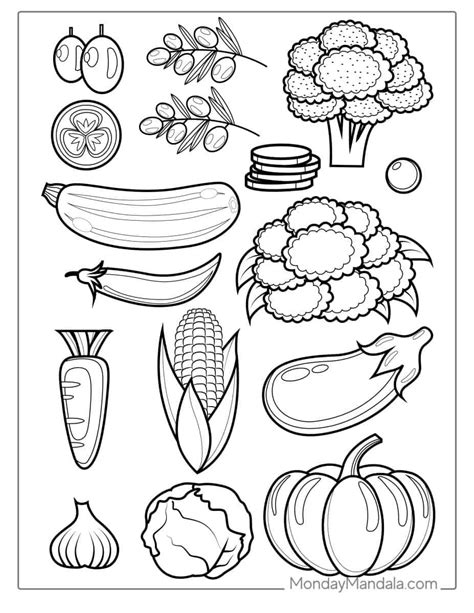 coloring vegetables worksheets pdf