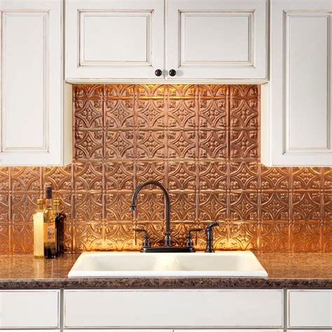 copper backsplash in kitchen