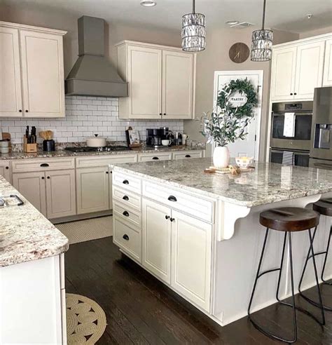 counters with white cabinets