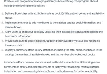 Create A Library Catalog Java Code